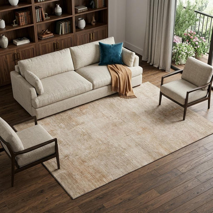 10' X 14' Abstract Washable Area Rug With UV Protection (696068) - Coral / Beige
