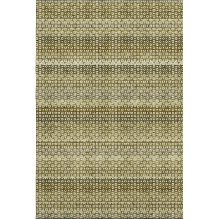 10' X 14' Striped Washable Area Rug With UV Protection (693576) - Artichoke Green / Beige / Gray