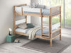 CoasterEveryday Dakota wood twin over twin bunk bed in natural finish, sturdy furniture with safety rails and ladder, ideal for kids' bedrooms.