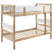 Natural finish Dakota Wood twin over twin bunk bed by CoasterEveryday with sturdy wood frame and built-in ladder, perfect for children's room
