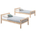 Natural Dakota wood twin over twin bunk bed by CoasterEveryday, showcasing sturdy construction and natural wood finish.
