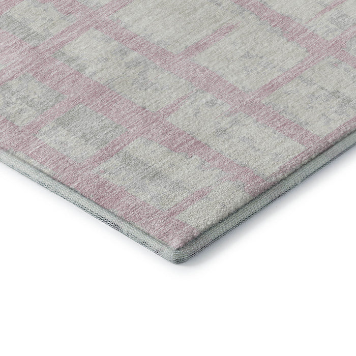 10' X 14' Striped Washable Area Rug With UV Protection (669396) - Pink / Beige