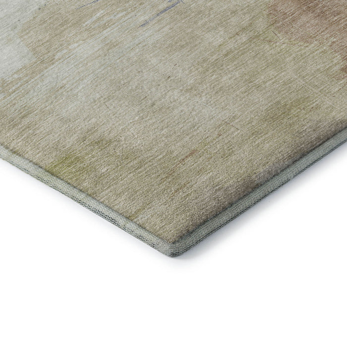 10' X 14' Abstract Washable Area Rug With UV Protection (694164) - Artichoke Green / Lavender / Ivory