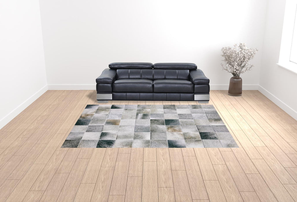 9' x 12' Geometric Power Loom Stain Resistant Area Rug - Gray Charcoal Brown And Beige