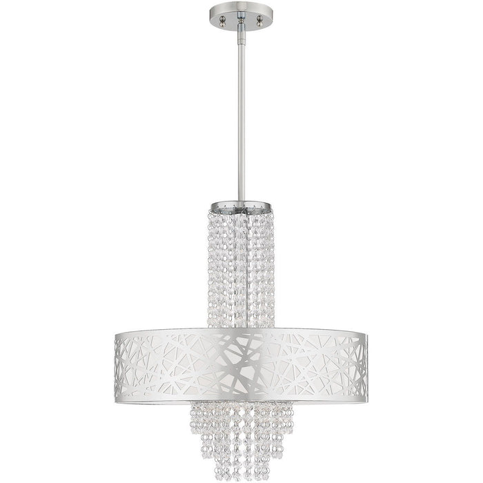 22" Four Light Dimmable Chandelier With Shades - Silver
