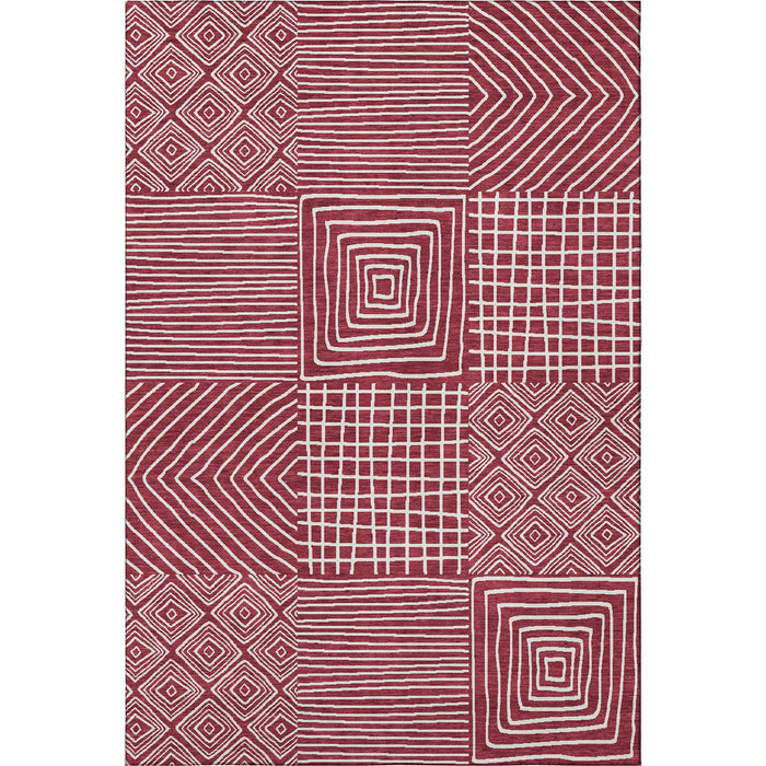10' X 14' Geometric Washable Area Rug With UV Protection (681893) - Burgundy / Ivory