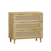 Set of 2 Giga oak rattan storage cabinets with 3 drawers each, ideal for bedrooms, living rooms, or hallways.