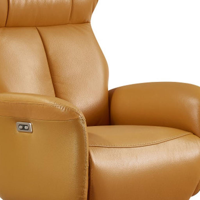 Tufted Genuine Leather Power Swivel Recliner (730559) - Burnt Umber