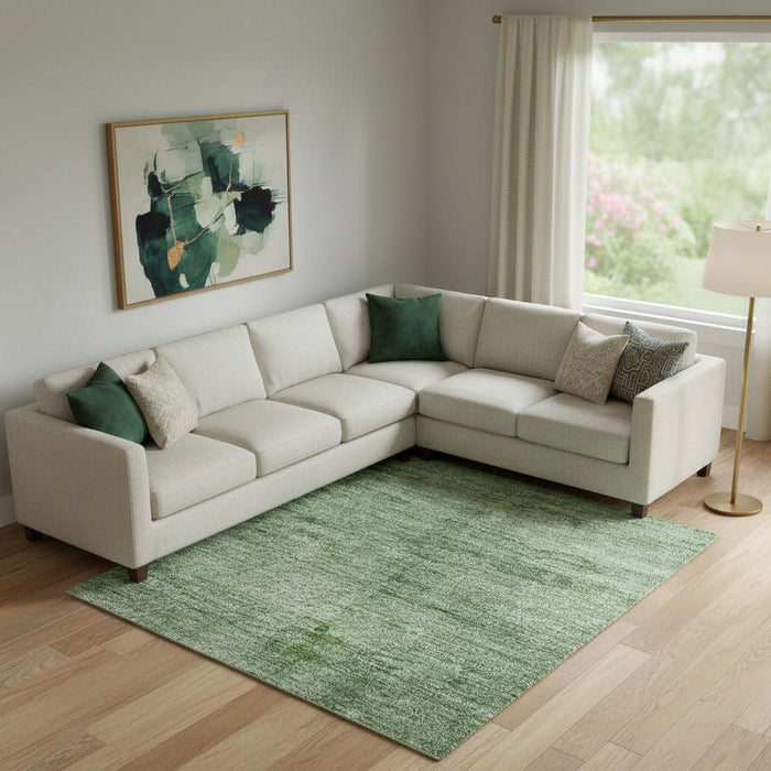10' X 14' Abstract Washable Area Rug With UV Protection (706873) - Green / Beige