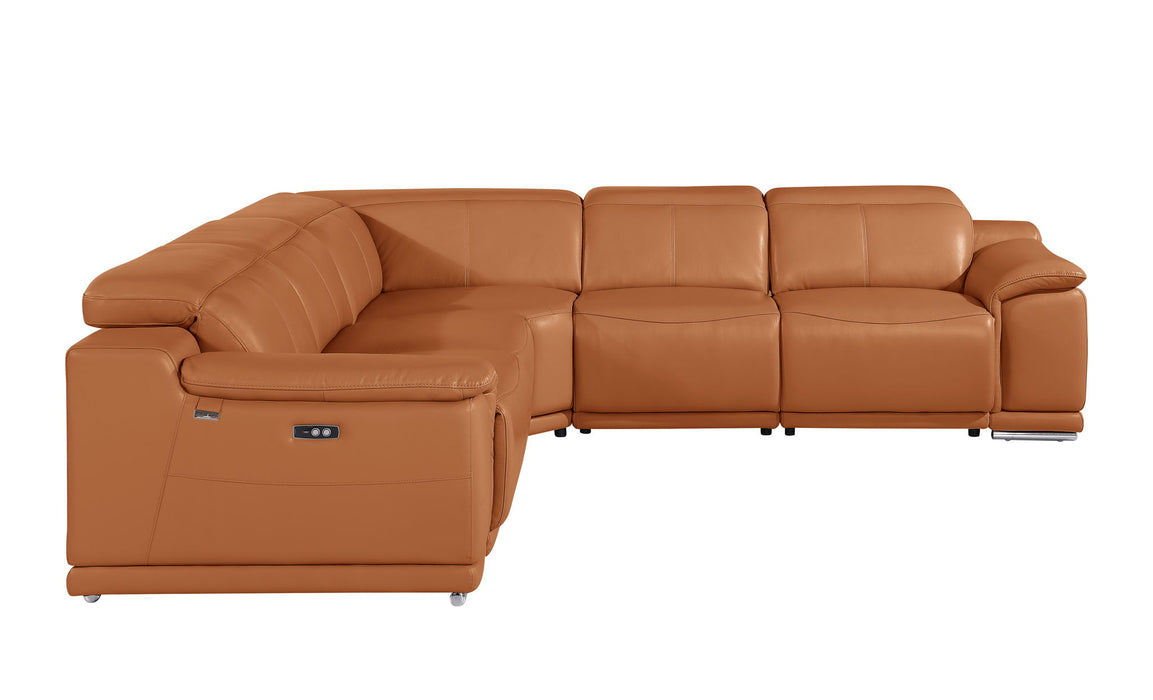 Italian Leather Modular L-Shaped Five Piece Corner Sectional - Camel