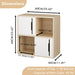 Giga storage cabinet with sliding doors, featuring two open and closed shelves in natural and white finish.