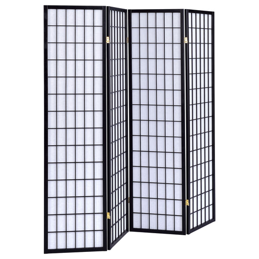 CoasterEveryday Roberto black 4-panel folding Shoji screen room divider