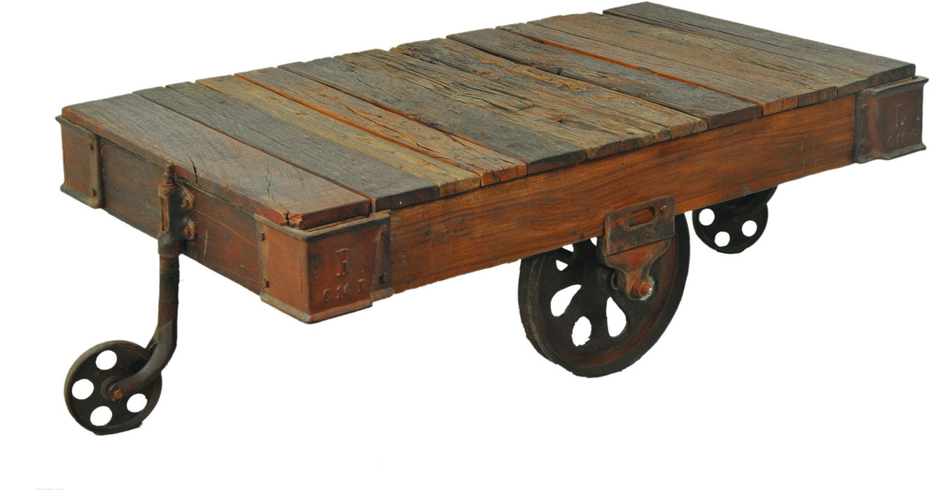 Solid Wood Rectangular Distressed Coffee Table - Black And Brown
