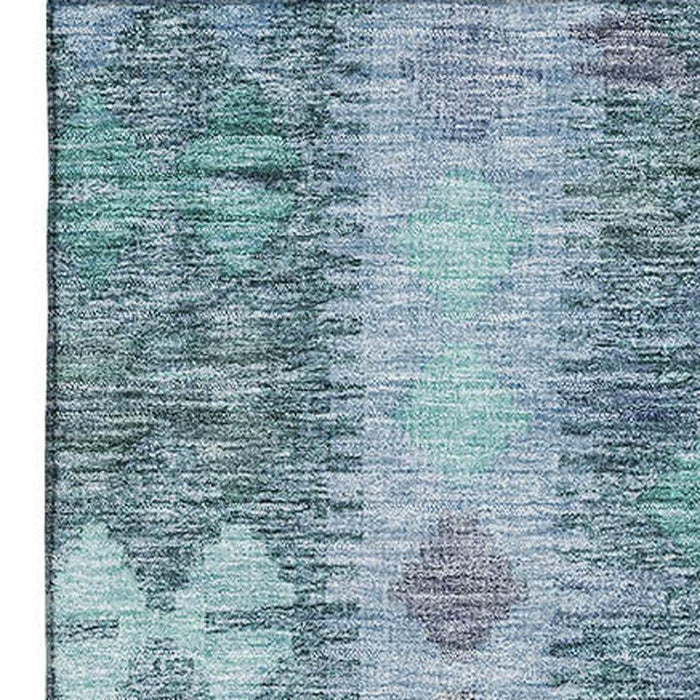 10' X 14' Geometric Washable Area Rug With UV Protection (691830) - Blue / Pale Aqua