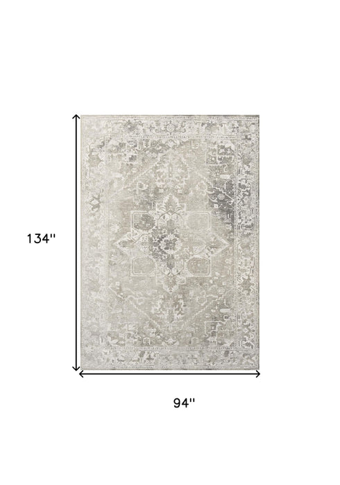 8' X 11' Tribal Washable Area Rug With UV Protection (609876) - Gray / Beige