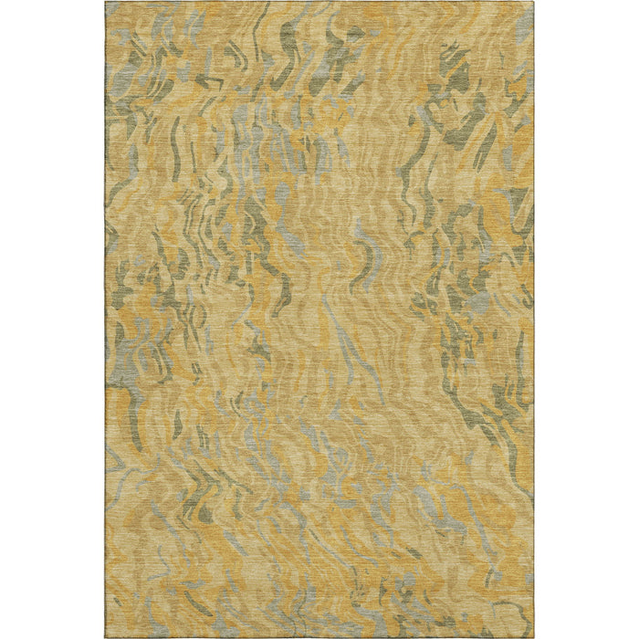 10' X 14' Abstract Washable Area Rug With UV Protection (681443) - Gold / Gray / Olive Green