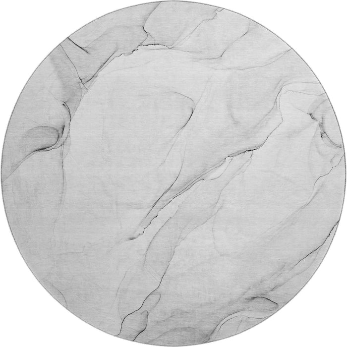 8' Abstract Washable Round Rug With UV Protection (647137) - Gray / Ivory
