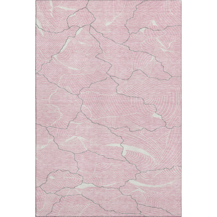 10' X 14' Abstract Washable Area Rug With UV Protection (682235) - Pink / Gray / Ivory