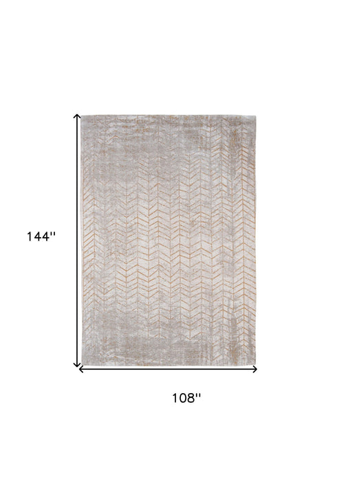 9' x 13' Chevron Non Skid Area Rug - Gray And Yellow