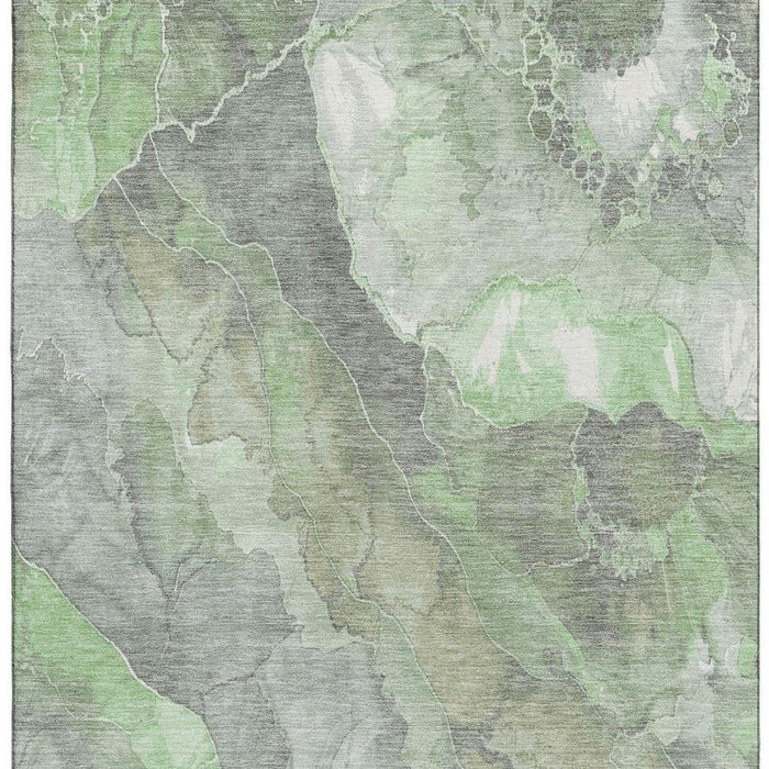 10' X 14' Floral Washable Area Rug With UV Protection (701383) - Green / Gray / Ivory