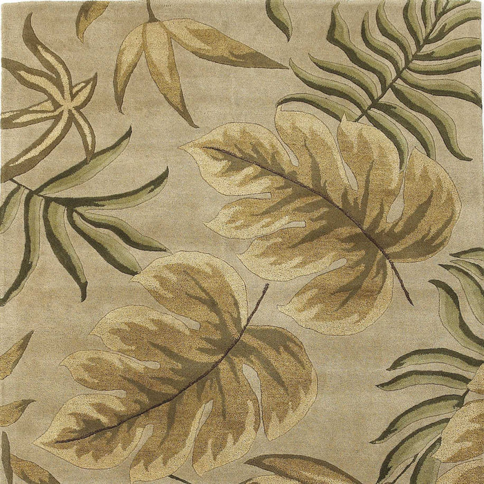 8' x 11' Hand Tufted Tropical Leaves Indoor Area Rug - Sand Beige