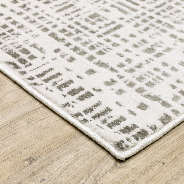10' x 13' Abstract Power Loom Stain Resistant Area Rug - White And Gray