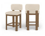 Set of two Meridian Furniture Paloma faux leather counter stools with brown frames and upholstered seats.