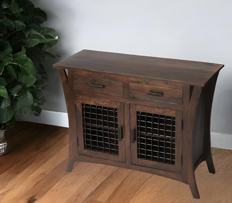 Solid Wood Frame Standard Accent Chest With Two Drawers - Dark Brown
