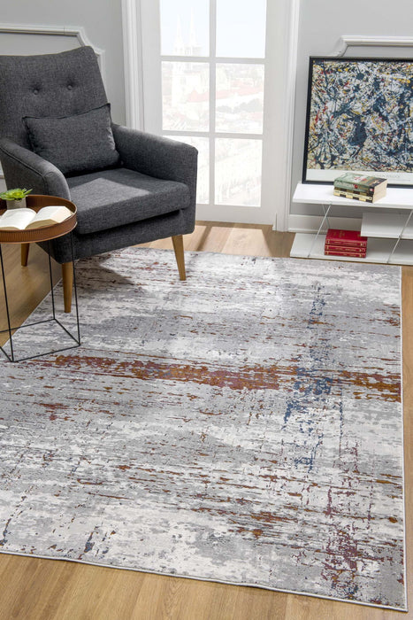 8' x 11' Abstract Scraped Area Rug - Gray And Brown