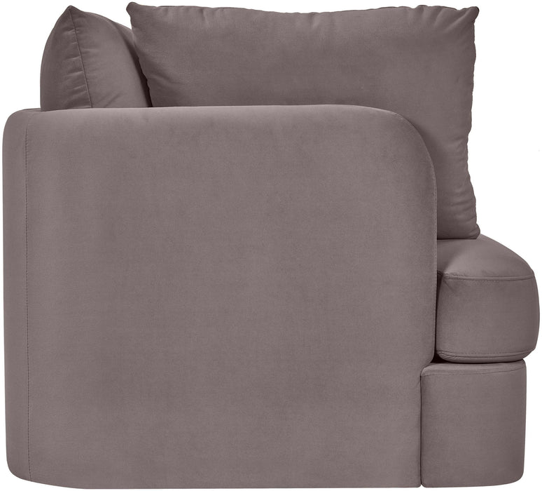Velvet upholstered stationary chair by Meridian Furniture featuring a sleek design and plush fabric for modern living spaces.