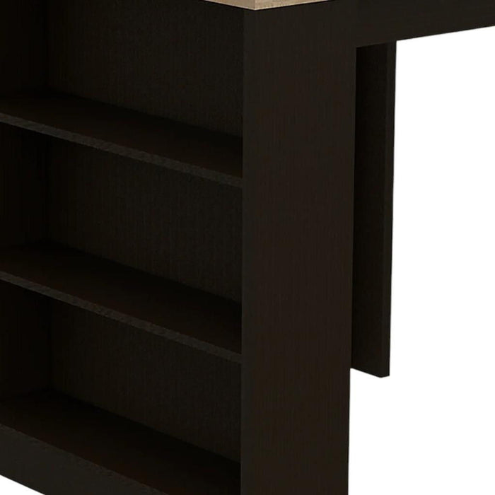 36" Kitchen Island With Storage - Black / Natural