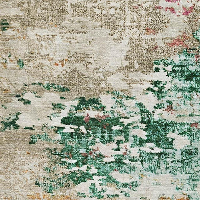 10' X 14' Abstract Washable Area Rug With UV Protection (704975) - Orange / Teal / Blush