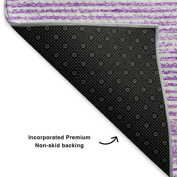 10' X 14' Abstract Washable Area Rug With UV Protection (653713) - Lavender / Ivory