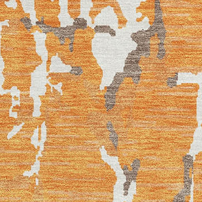 10' X 14' Striped Washable Area Rug With UV Protection (682067) - Orange / Ivory / Gray