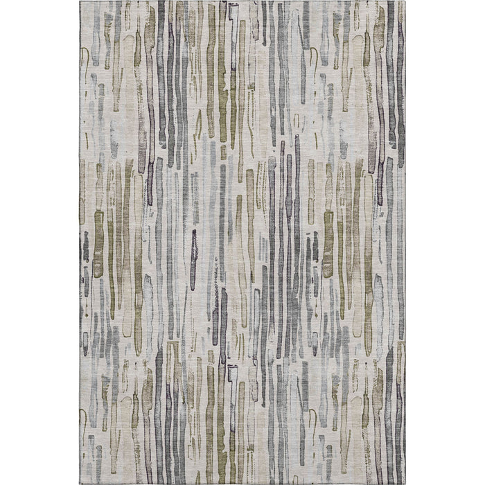10' X 14' Striped Washable Area Rug With UV Protection (697134) - Beige / Tan / Silver