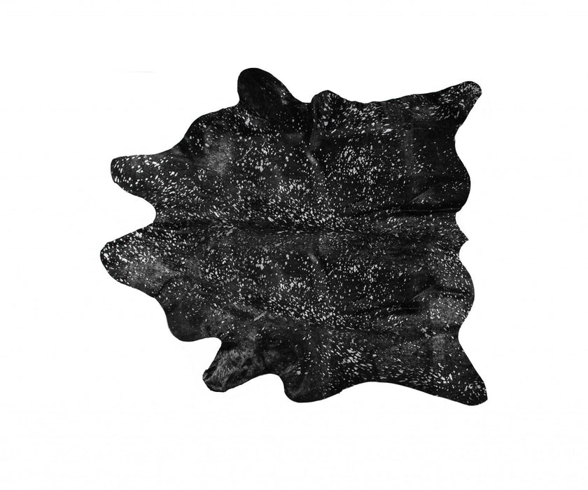 72" x 84" Cowhide - Area Rug - Black And Gold