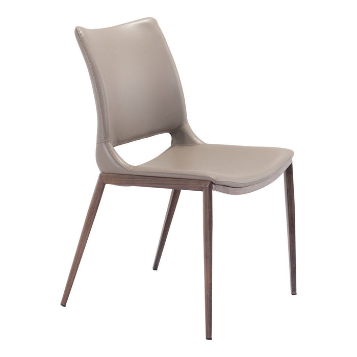 Upholstered Faux Leather Dining Side Chairs (Set of 2) - Gray / Espresso