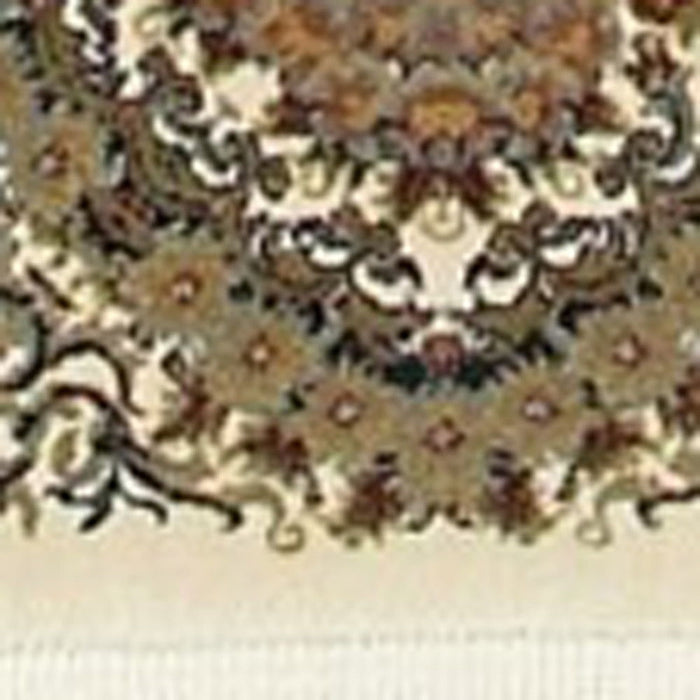 7' X 10' Medallion Area Rug With Fringe (574471) - Ivory / Black / Brown