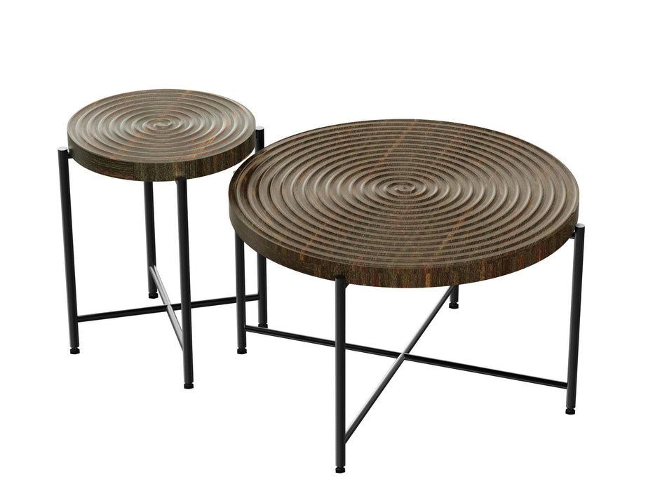Giga coffee and end table set waterproof cover with distressed cylindrical design and rustic charm for classic table sets.