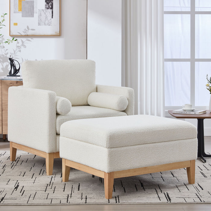 Giga oversized 360-degree swivel barrel accent chair with matching ottoman and storage, in a modern stationary design.