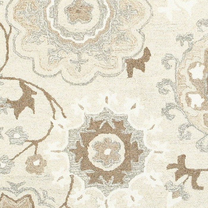 10' X 13' Wool Floral Hand Tufted Area Rug - Ivory And Gray