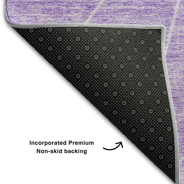 10' X 14' Geometric Washable Area Rug With UV Protection (657029) - Lavender / Ivory