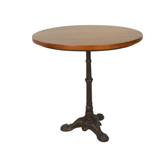 30" Rounded Solid Wood And Iron Pedestal Base Dining Table - Chestnut