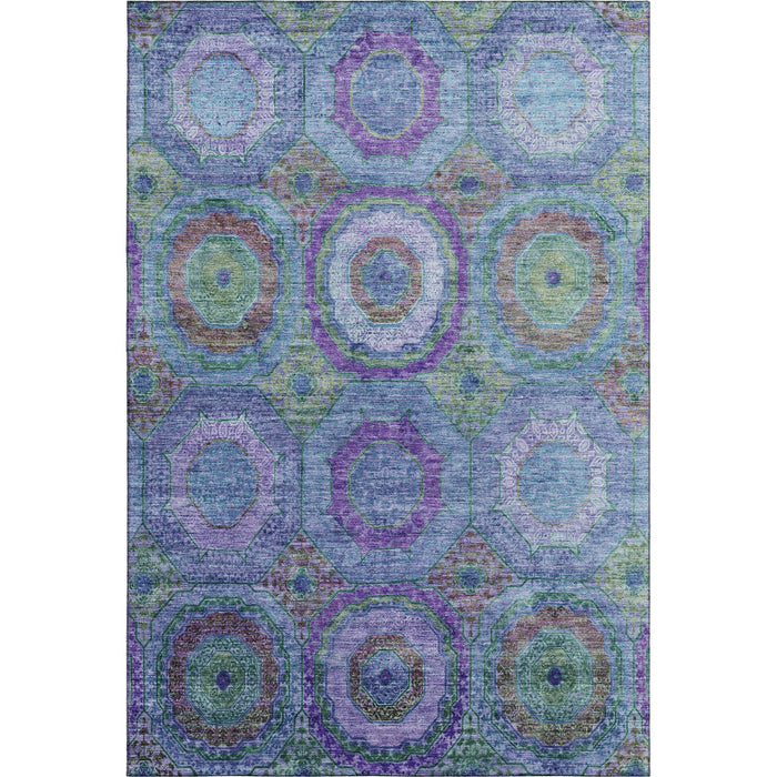 10' X 14' Geometric Washable Area Rug With UV Protection (716485) - Blue / Purple