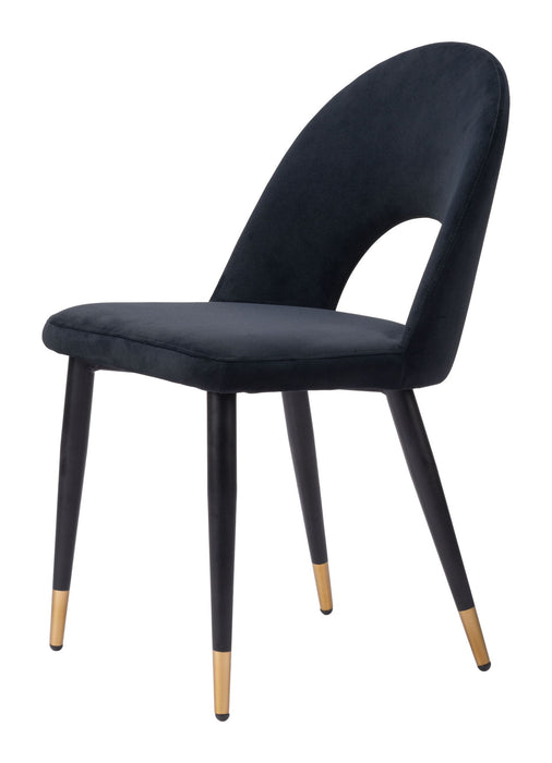Upholstered Velvet Open Back Dining Side Chairs (Set of 2) - Black / Gold