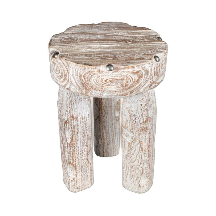 19" Solid Wood Round End Table - White
