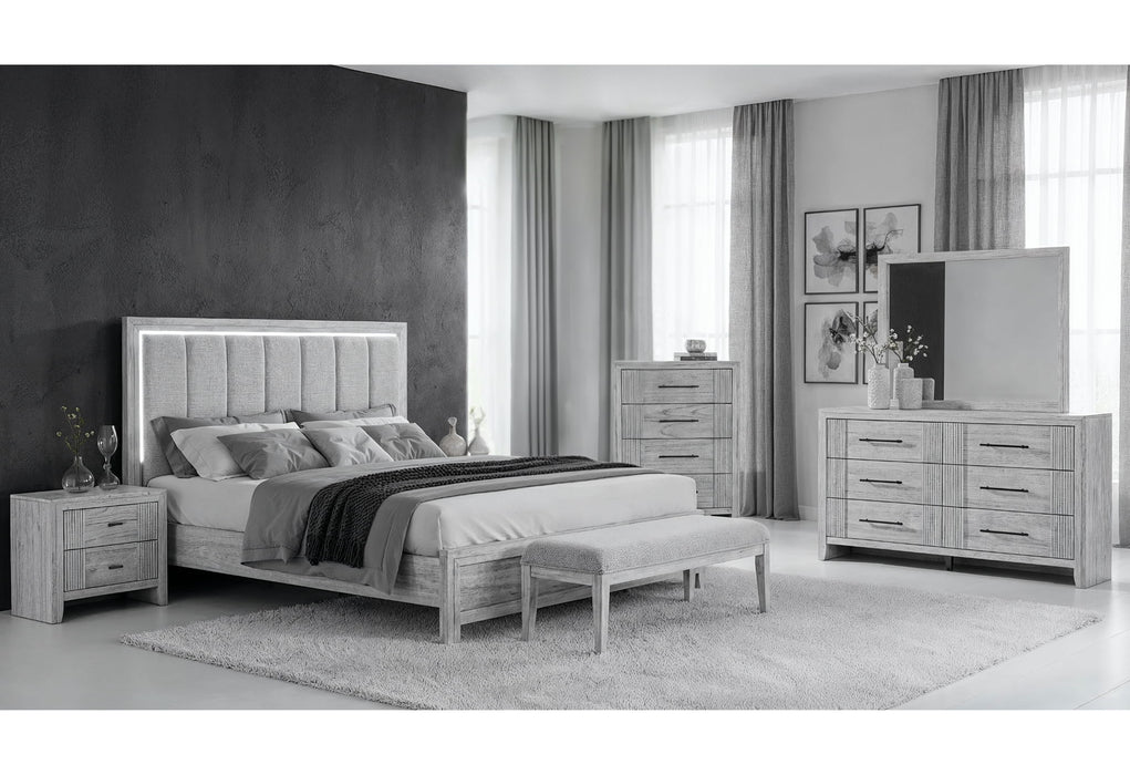Elsie - 5 Piece Queen Bedroom Set - Light Grey