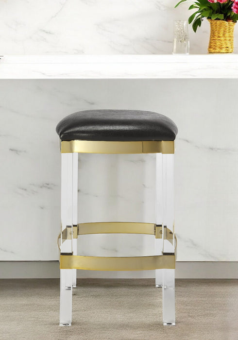 Acrylic Backless Counter Height Bar Chair - Brown / Clear