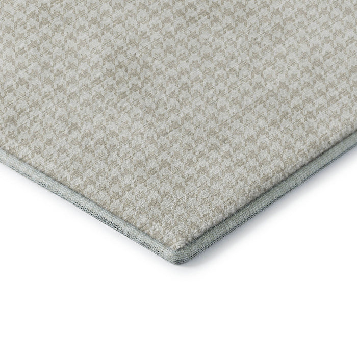 10' X 14' Houndstooth Washable Area Rug With UV Protection (645139) - Linen / Ivory