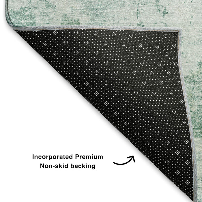 10' X 14' Abstract Washable Area Rug With UV Protection (700697) - Aqua / Ivory